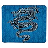 Yanteng Tappetino per Mouse da Gioco Drago Giapponese, Drago Nero su Sfondo Blu Tribale Anno del Drago Arte Decorativa a ...