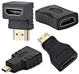 YAWALL Adattatori a gomito da HDMI a HDMI, confezione da 4 connettori HDMI femmina a femmina 1080p, adattatore HDMI accoppiatore ...