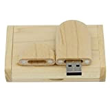 Yaxiny, chiavetta USB 2.0 in legno d'acero, con scatola di legno 2.0 2.0/8GB