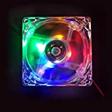 Yintiod Ventola per PC, 1 pezzo da 8 cm, doppia apertura a LED multicolore per case del computer, ventola da ...