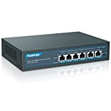 YuanLey 6 Port Poe Switch with 4 Port Poe+, 802.3af/at 78W Built-in Power, Fanless Metal Unmanaged Plug & Play
