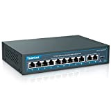 YuanLey 9 Porte Poe Switch con 2 Porte Ethernet Uplink, Non Gestito 11 Porte 802.3af/at 120W Poe+ 100Mbps Switch di ...