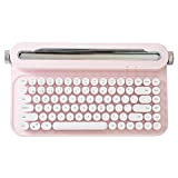 YUNZII ACTTO B305 Tastiera wireless, Bluetooth retrò macchina da scrivere con supporto integrato per multi-dispositivo (B305 inglese, rosa neonato)