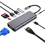 zedela Hub USB C Adattatore 9-in-1 Tipo C a 4K HDMI&VGA, Lettore di schede SD/TF, Porta di Carica e Porte ...
