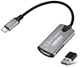 Zhongkaifa Scheda di acquisizione video da HDMI a Type-C, Drive gratuito 4K 1080P Type-C HDMI a USB-C, Convertitore portatile per ...