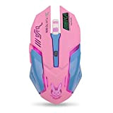 Zienstar-Mouse da Gioco Rosa,Mouse Wireless Ricaricabile a 2,4 GHz con Ricevitore USB,Retroilluminazione a 7 Colori,Pulsanti Silenziosi (D.VA)