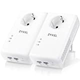 Zyxel 1800Mbps Pass-Thru Powerline Adapter 2-port Gigabit Ethernet 2-Pack, Amazon Exclusive [PLA5456]